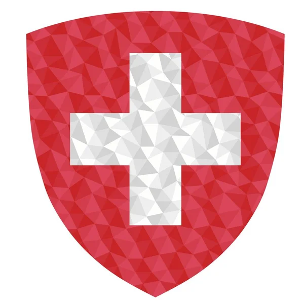 Poligonal Elveția Emblemă Stat Simbol Național Fundal Stil Scăzut Poli — Vector de stoc