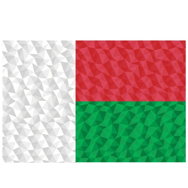 Bandera Poligonal Madagascar Símbolo Nacional Fondo Bajo Poli Estilo Vector — Vector de stock