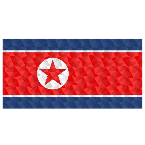 Månghörnigt Flagga Nord Korea Nationella Symbol Bakgrund Låg Poly Stil — Stock vektor