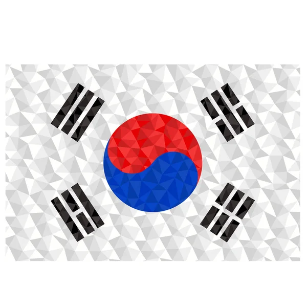 Bandera Poligonal Corea Del Sur Símbolo Nacional Fondo Bajo Poli — Vector de stock