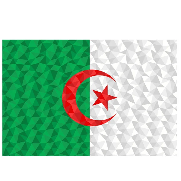 Drapeau Polygonal Algérie Symbole National Fond Bas Poly Style Vectoriel — Image vectorielle
