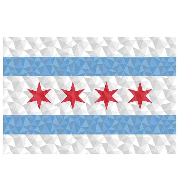 Polygonální Vlajka Chicaga Usa Nízkopatogenním Vektorovém Příkladu — Stockový vektor