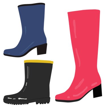 vektör seti su geçirmez kauçuk botlar