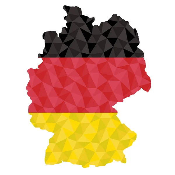 Niemiecka Flaga Wielokątna Konturze Mapy Kraju Low Poly Styl Ilustracja — Wektor stockowy