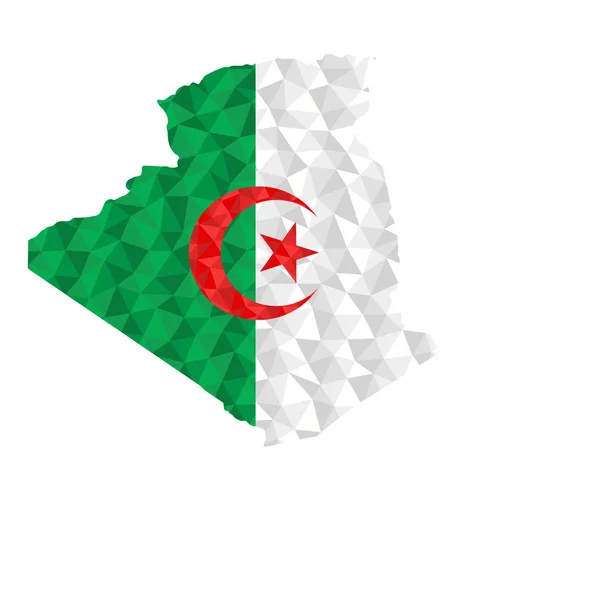 Bandera Poligonal Argelina Contorno Del Mapa Del País Ilustración Vectores — Archivo Imágenes Vectoriales