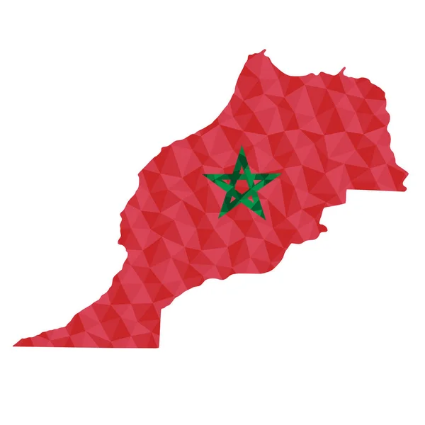 Bandera Poligonal Marruecos Contorno Del Mapa Del País Ilustración Vectores — Archivo Imágenes Vectoriales