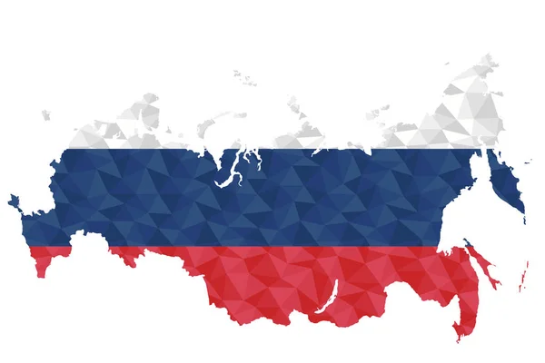 Drapeau Polygonal Russie Sur Contour Carte Pays Illustration Vectorielle Basse — Image vectorielle