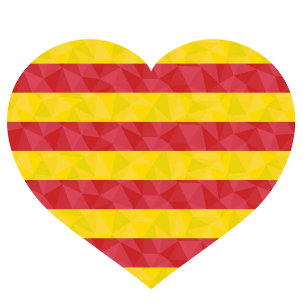 Bandera Poligonal Cataluña Forma Corazón Ilustración Vectores Bajo Estilo Poli — Archivo Imágenes Vectoriales