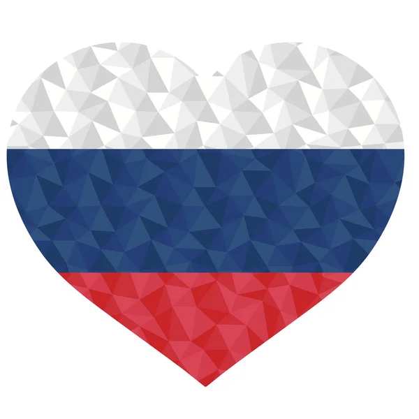 Polygonal Flag Russia Heart Shaped Low Poly Style Vector Illustration — Stock Vector