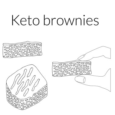 Kontur kadın parmakları kilo diyet vektör illüstrasyon kaybetmek için keto brownie tutan