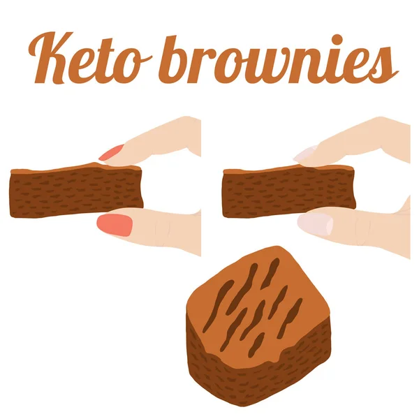 Doigts Féminins Tenant Des Brownies Keto Pour Perdre Poids Illustration — Image vectorielle