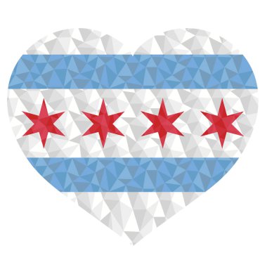 Chicago bayrağı kalp formu düşük poli