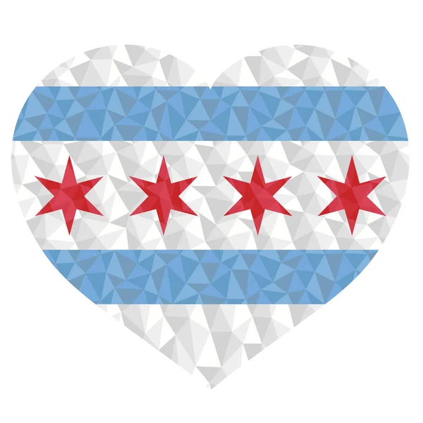 Chicago bayrağı kalp formu düşük poli
