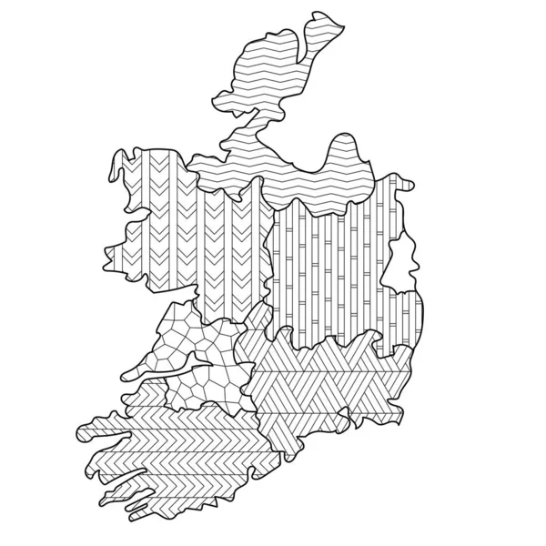 Desenho Para Colorir Irlanda Mapa Divisão Administrativa Regiões Com Textura —  Vetores de Stock