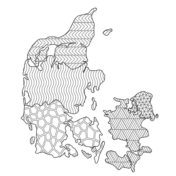 Obarvení Stránky Dánsko Mapují Regiony Administrativní Dělení Odlišným Vektorovým Vektorem — Stockový vektor