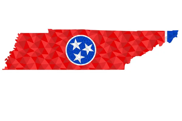 Polygonale Vlag Van Tennessee Contour Van Staatskaart Lage Poly Stijl — Stockvector