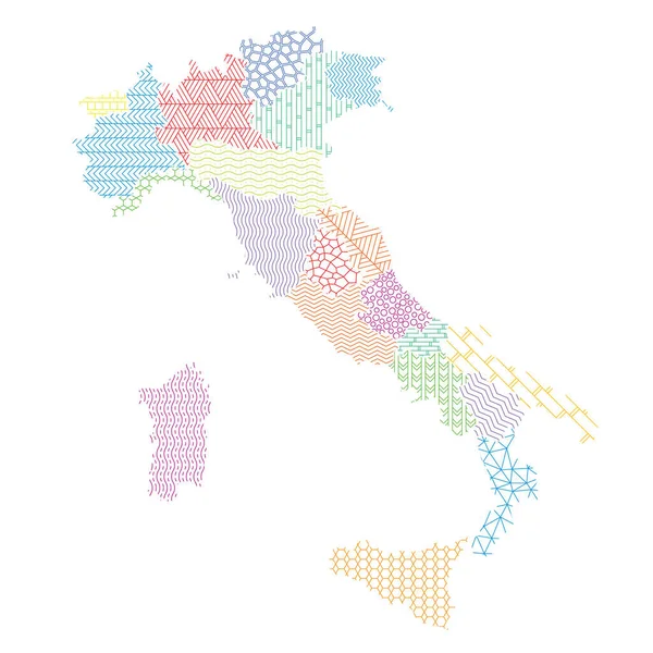 Italy Map Administrative Division Regions Indicated Different Patterns Colors — Stock Vector