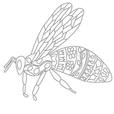 Boyama vektörü illüstrasyonu için arı boyama sayfası çevresi