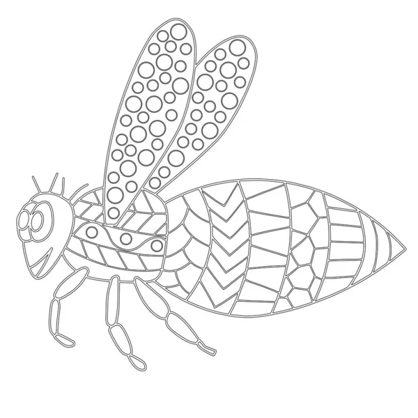 Abeja Para Colorear Página Para Ilustración Vector Pintura Antiestrés — Vector de stock