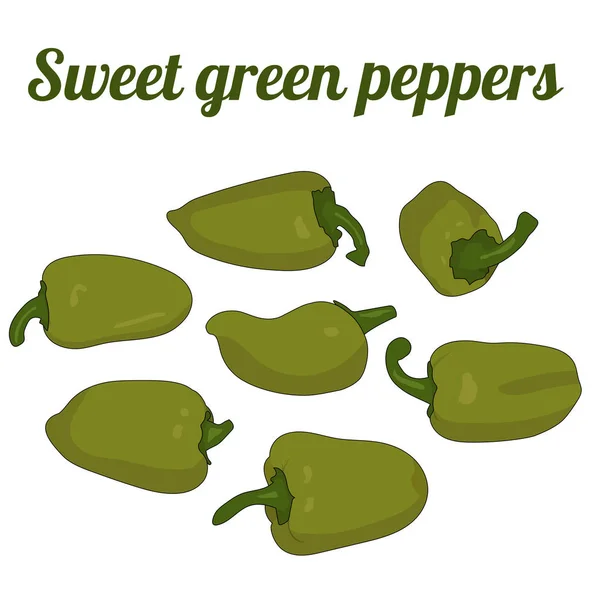 Groene Paprika Met Slagvector Illustratie — Stockvector