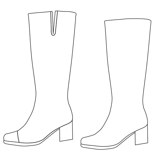 Outline Women Boots Coloring — Stock Vector