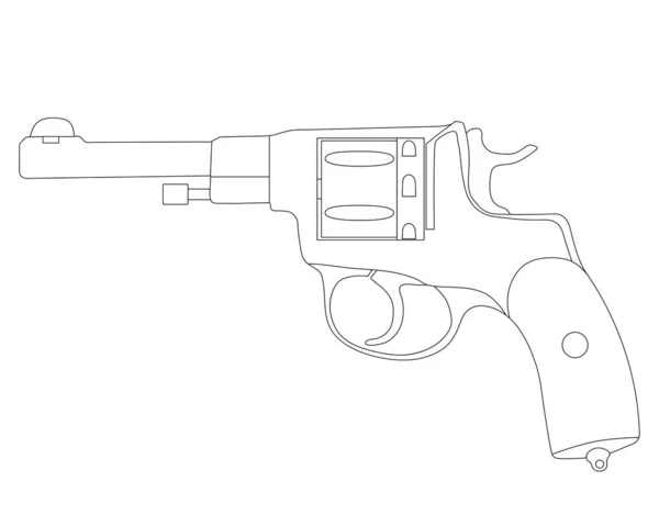 Outline Revolver Coloring Vector Illustration — Stock Vector