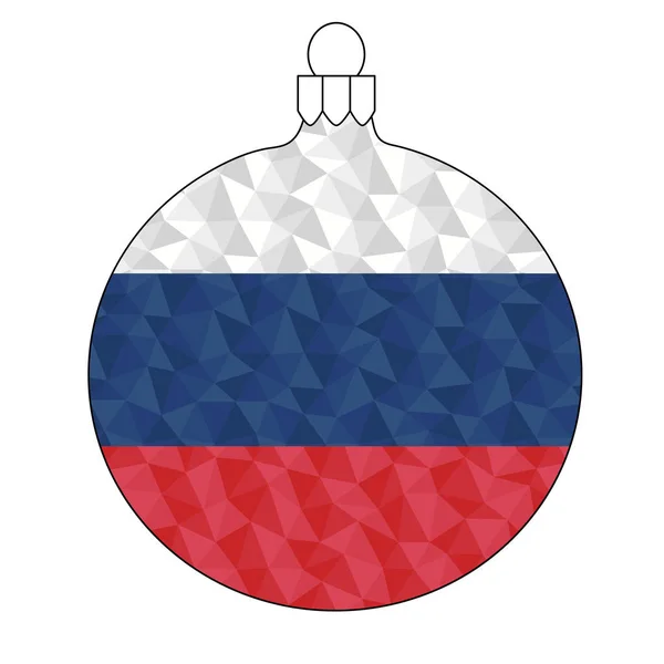 Boule Noël Avec Drapeau Russe Illustration Vectorielle Style Poly Bas — Image vectorielle