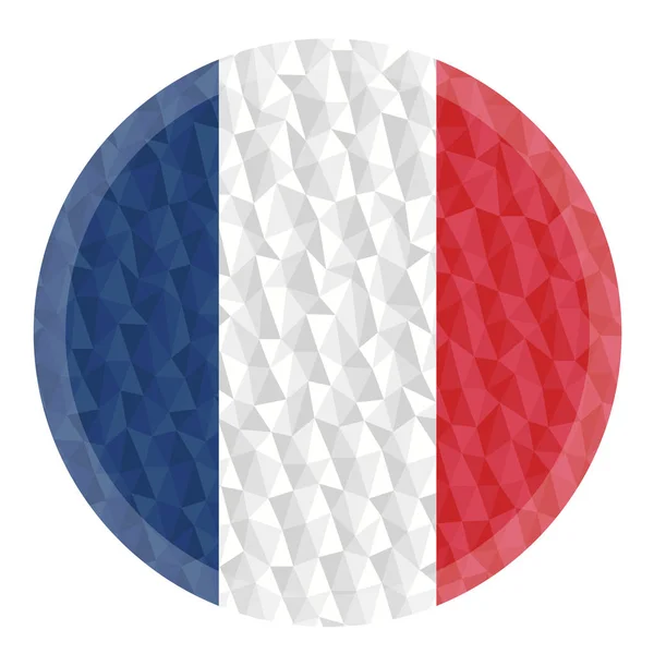 Badge Rond Bouton France Drapeau Bas Poly Avec Éclaircissement Sur — Image vectorielle