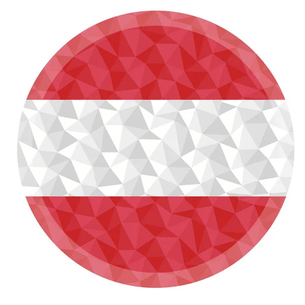 Στρογγυλό Σήμα Κουμπί Αυστρία Χαμηλή Poly Σημαία Ελάφρυνση Στην Άκρη — Διανυσματικό Αρχείο