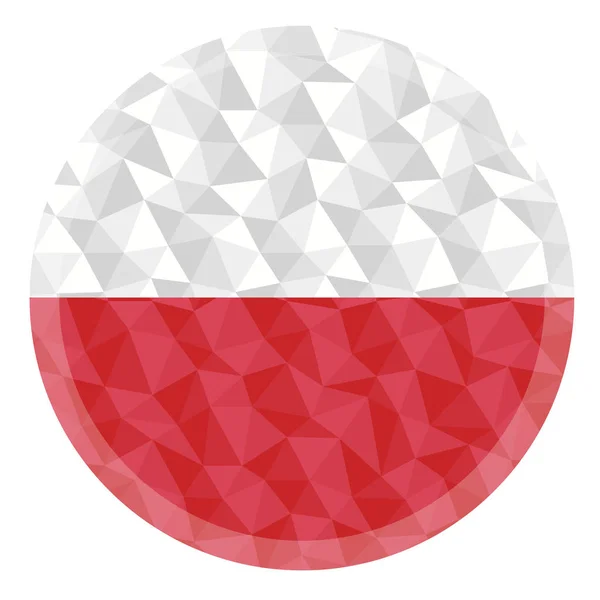 Badge Rond Bouton Pologne Bas Drapeau Poly Avec Éclaircissement Sur — Image vectorielle