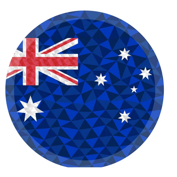 Insignia Redonda Botón Australia Bandera Poli Baja Con Aligeramiento Borde — Archivo Imágenes Vectoriales