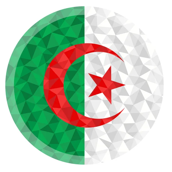 Insignia Redonda Botón Argelia Bandera Poli Baja Con Aligeramiento Borde — Archivo Imágenes Vectoriales