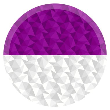 Yuvarlak rozet ya da düğme Gujarat kenarlarında yıldırım olan düşük polimerli bayrak