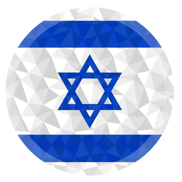 Ronde Badge Knop Israël Lage Poly Vlag Met Bliksem Rand — Stockvector