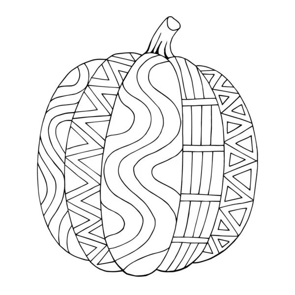 Pumpkin Hand Drawn Traced Coloring Page Painting Vector Illustration Children — Stock Vector