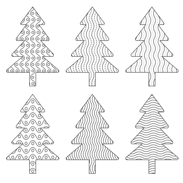 Árvores Natal Conjunto Colorir Página Contorno Ilustração Para Pintura — Fotografia de Stock