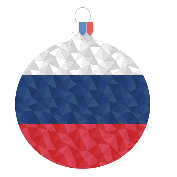 Boule Noël Avec Drapeau Russe Illustration Vectorielle Style Polygonal — Image vectorielle