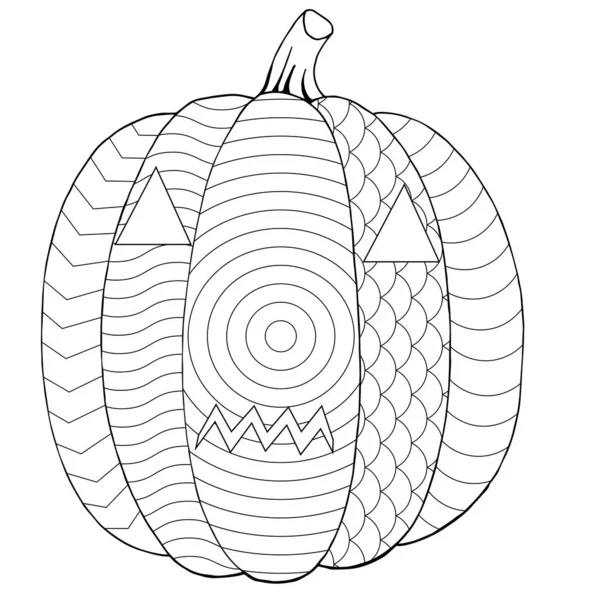 Pumpkin Halloween Coloring Page Painting Vector Illustration — Stock Vector