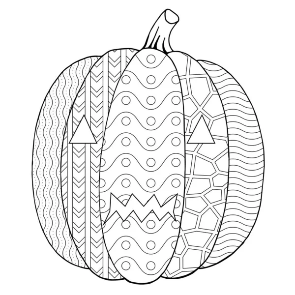 Pumpkin Halloween Coloring Page Painting Vector Illustration Children Adults — ストックベクタ