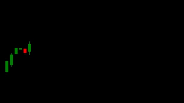 日本のキャンドルスティックフラットカラーチャート3D黒の背景ビデオ — ストック動画