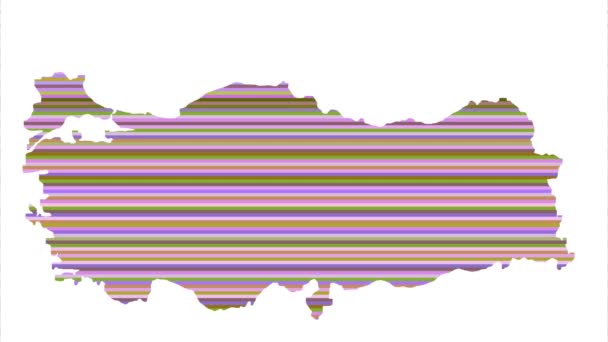 Turquia Contorno Mapa Fundo 100 Linhas Verticais Cores Mudar Tom — Vídeo de Stock