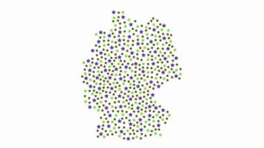 Farklı boyutlarda renkli yıldızlara sahip Alman harita arkaplanı