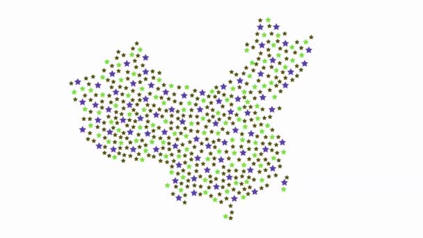 Fondo Mapa Chino Con Estrellas Colores Diferentes Tamaños Vídeo — Vídeo de stock