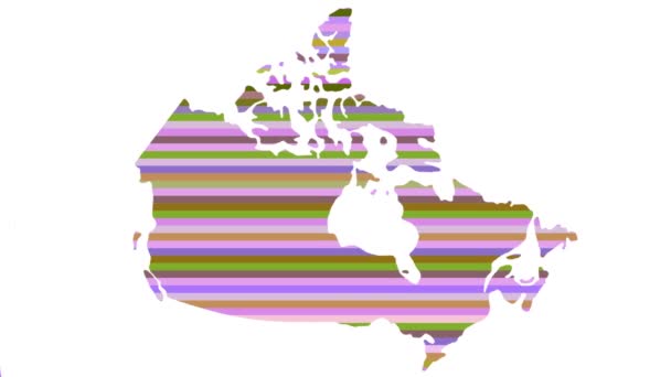 Καναδάς Περίγραμμα Χάρτη Φόντο Πολλές Κάθετες Σειρές Χρωμάτων Αλλαγή Τόνου — Αρχείο Βίντεο