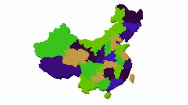 Mappa Amministrativa Delle Province Cinesi Cambiare Colore Video — Video Stock