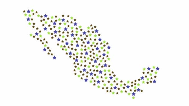 異なるサイズのビデオの色の星とメキシコ地図の背景 — ストック動画