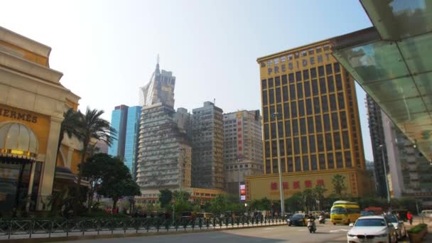 China Macau Maio 2019 Vista Dos Arranha Céus Multicoloridos Hotéis — Vídeo de Stock