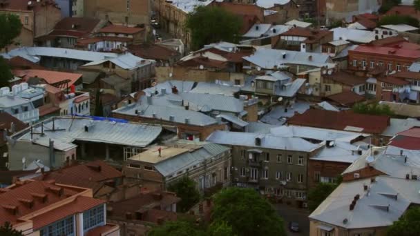 Tbilisi Geórgia Julho 2018 Vista Superior Edifícios Residenciais Com Telhados — Vídeo de Stock