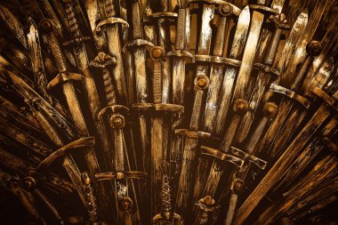 Metal şövalye kılıç arka plan. Yakın çekim. Kavram Knights.