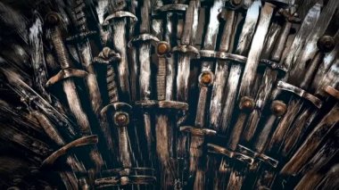 Metal şövalye kılıç arka plan. Yakın çekim. Kavram Knights.